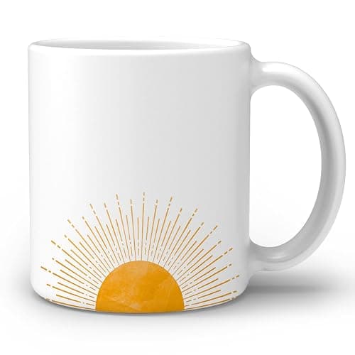 OGILRE Abstract Boho Sun Ceramic Double Side Printed Mug Cup,Bohemia Sun Sunset Sunrise Sunshine Coffee Milk Tea Mug Cup,Boho Gifts For Boho Lovers Women Teen Girls - 11 oz - Image 1