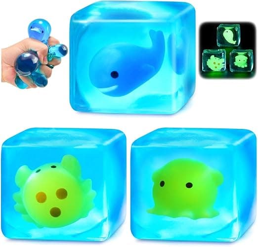 Squishy Fidget Toys Stress Cube - Squeeze Toys Stress Balls for Adults Slow Rising Squishies Glow in The Dark Sugar Sensory Toys for Kids with Autism Stress Relief Fidgets for Classroom Prize Toys - Image 1