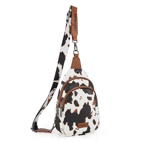 Wrangler Western Crossbody Sling Bags for Women Backpack Chest Bag for Travel, Daily Use, and Gifts - Leopard and Cow Print - Image 1