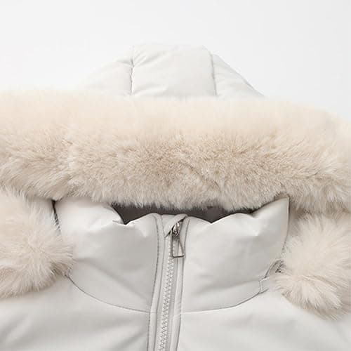 bawilom Womens Winter Cropped Puffer Jacket Long Sleeve Oversized Stand Collar Zip-Up Short Coats with Faux Fur Hood Outwear thumbnail 4