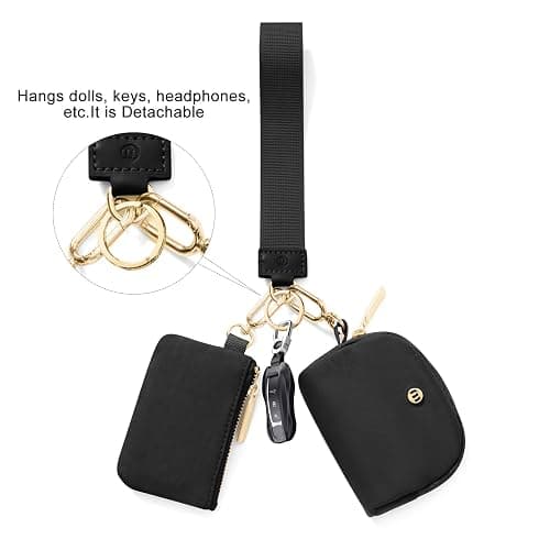 Keychain Wallet Mini Zip Around Wristlet Wallets for Women Detachable Dual Pouch Wristlet Portable Coin Purse Small Wallets thumbnail 6
