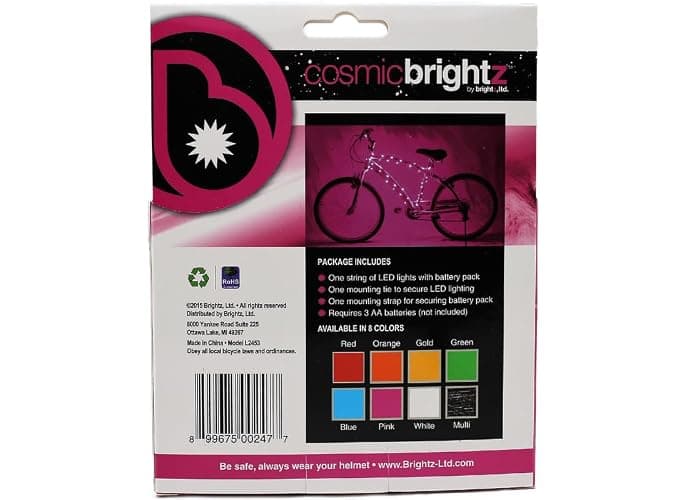 Brightz CosmicBrightz LED Bike Frame Rope Light - 6.5-Foot String Rope - Battery-Powered with On/Off Switch - Ultra Bright Color Keeps Your Ride Fun and Safe for Kids, Teens, & Adults thumbnail 6