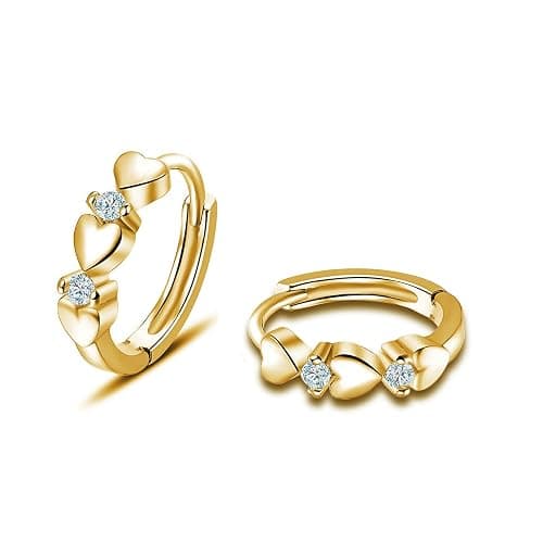 CiNily 14K White Gold Plated Small Hoop Earrings for Women Girls Heart Cubic Zirconia Hypoallergenic Earrings - Image 1