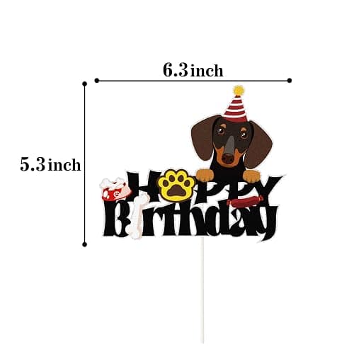 Dog Happy Birthday Cake Topper,Cute Puppy Pet Themed Bday Party Cake Decor,Dachshund Puppy Theme Kids Birthday Party Decorations thumbnail 3