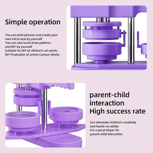 Freeingbag 58mm (2.25 in) Installation-Free DIY Button Maker Machine, Button Badge Press with 100pcs Supplies + Circle Cutter + Protection Set & Button Maker Color Film (Purple, 2.25 inch / 58mm) thumbnail 5