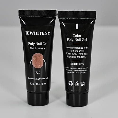 JEWHITENY 14 Colors Poly Extension Gel Nail Kit With U V Lamp Nude Pink White Brown All In One Poly Gel Starter Kit With Base Top Coat Manicure Salon Frence Nail Art DIY thumbnail 9