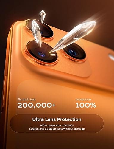 MAGIC JOHN for iPhone 17 Pro Max Camera Lens Protector 6.9'', HD Clear, Magnetic Tempered-Glass Lens Film, Ultra-Tough, Anti-Scratch, Case Friendly, 2 Pack, Orange thumbnail 3