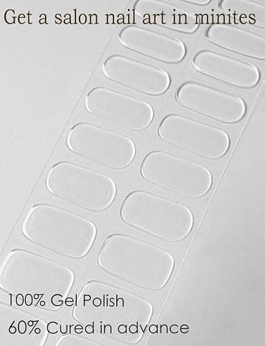 Semi Cured Gel Nail Strips, 20pcs Gel Nail Stickers UV, Wraps for Home Manirue DIY (Clear) thumbnail 4