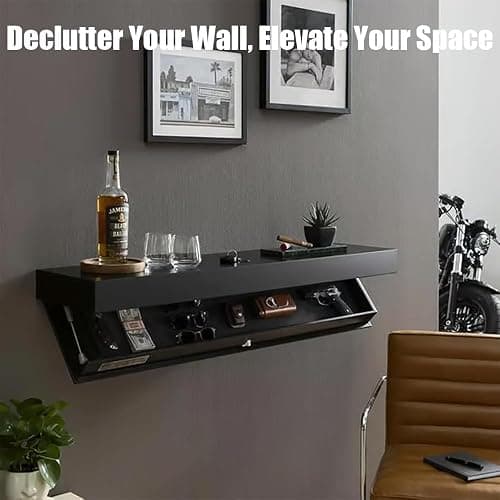 QQP Magic Flap Design Shelf with Secret Compartment – Hidden Compartment Shelf, Floating Shelves with Drawer, Wall Mounted Secret Storage Shelf for Home or Office thumbnail 4