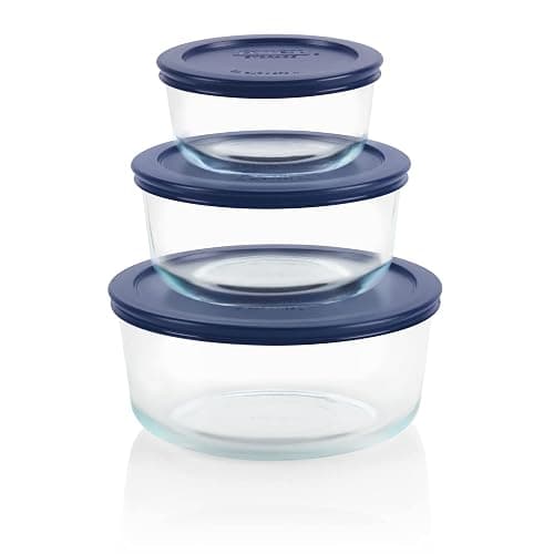 Pyrex Simply Store (3-Pack) Glass Food Storage Containers Set, (2, 4 & 7 Cup) Meal Prep Containers With Plastic BPA-Free Lids, Dishwasher & Microwave Safe - Image 1