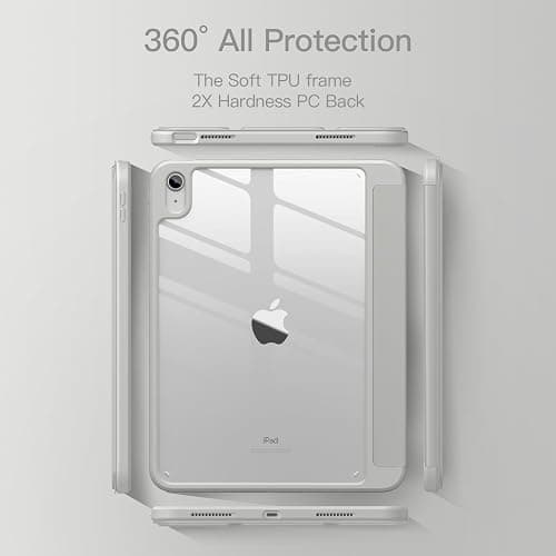 Vobafe Case for iPad A16 11th Generation 11 inch 2025/iPad 10th Generation 10.9 inch 2022, PC Clear Back Cover, Trifold Stand for iPad 11th/10th Gen with Pencil Holder, Auto Wake/Sleep, SpaceGray thumbnail 6
