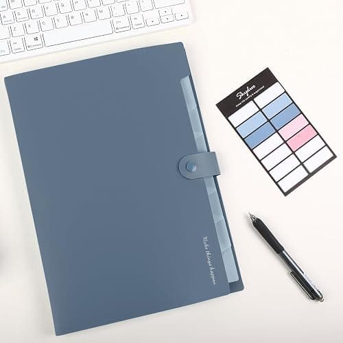 SKYDUE Expanding File Organizer with 8 Pockets, Accordion File Folders with Labels, Portable Document Paper Bill Receipt Organizer, Home College School Office Supplies, Letter Size, Blue thumbnail 2