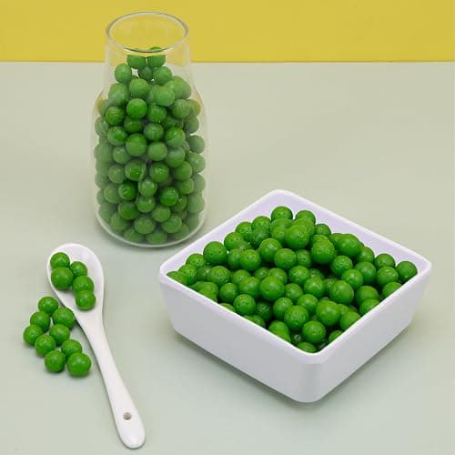 Woration Fake Pea Grains Artificial Green Beans Faux Mung Beans Lifelike Vegetable Decoration with Bowl Set Home Kitchen Shop Food Prop - 60g thumbnail 5