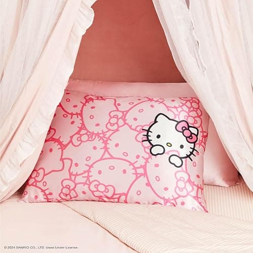 Kitsch x Hello Kitty (Pink Kitty Faces) - Satin Pillowcase with Zipper for Hair and Skin, Softer Than Silk Pillow Case, Cooling Pillow Cover, Machine Washable, Queen/Standard (19x26) thumbnail 5