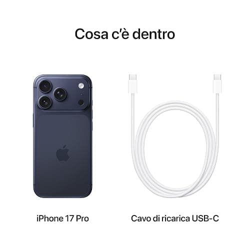 Apple iPhone 17 Pro 256 GB: display 6,3", ProMotion fino a 120Hz, chip A19 Pro, autonomia senza precedenti, sistema di fotocamere Pro Fusion con fotocamera frontale Center Stage; Blu profondo thumbnail 6