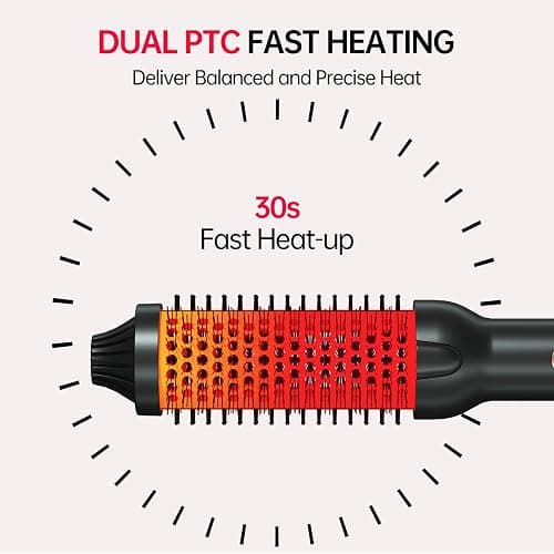 Hahahope 1.5 Inch Thermal Brush, Heated Round Brush for Blowout Look with Negative Ions & Ceramic, 30s Fast Heating Curling Iron with 10 Temperature Settings for Volumizing, Travel Hair Styling Tool thumbnail 6