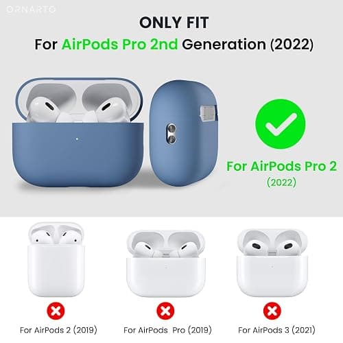 ORNARTO Kompatibel mit AirPods Pro 2 Hülle 2022, Schützende Flüssig Silikon Hülle für AirPods Pro 2 2022 Hybrid Skin Front LED Sichtbar Silikon Hülle Französisch Blau thumbnail 2