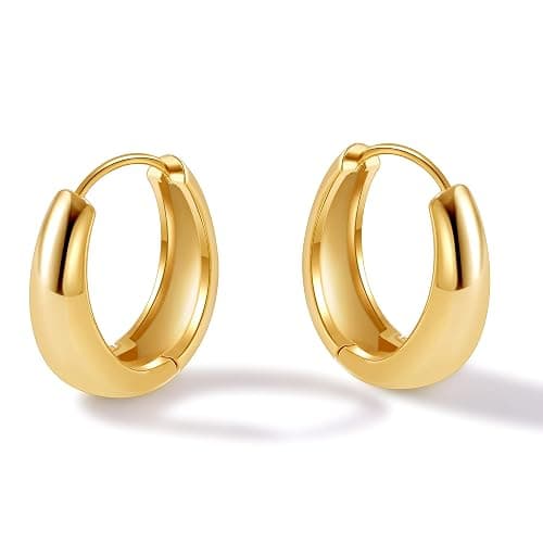 micuco Gold Hoop Earrings for Women, Gold Chunky Hollow Thick Hoops Earrings for Women thumbnail 8