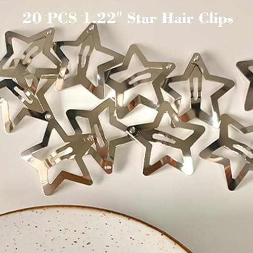 20 PCS 1.22" Star Hair Accessories - Non-Slip Metal Snap Clips and Barrettes for Girls & Women, Y2K Style thumbnail 8