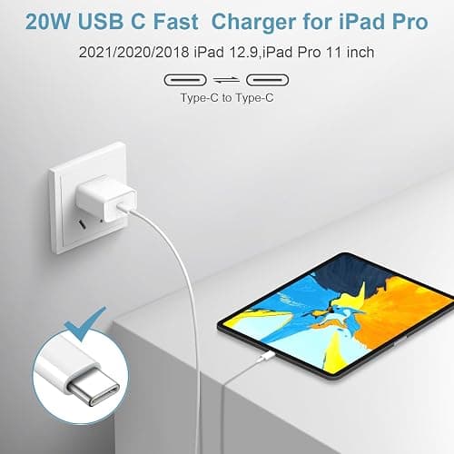 iPhone 17 16 15 Charger Fast Charging Type C Chargers USB C Charger Block | for iPhones, iPads,Tablets, Android phones,20W iPhone Charger USB-C Power Adapter,with Long 6FT USB-C Charging Cables thumbnail 6