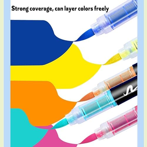 YOUQIWJ Acrylic Paint Markers Brush Tip, 72 Colors Water-Based Paint Pens, Smooth Ink Flow, Soft Flexible Tip, Quick-Dry Permanent Art Markers for Rock Wood Glass Ceramic Canvas DIY Crafts (72) thumbnail 7