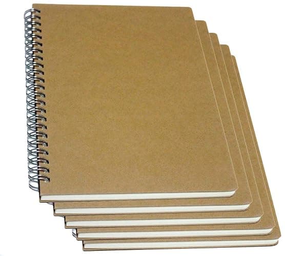 YUREE Spiral Notebook/Spiral Journal, Hardcover Spiral Lined Notebook, 140 Pages (70 Sheets) with Wide Ruled, A5, 8.4" x 5.9", 5-pack - Image 1