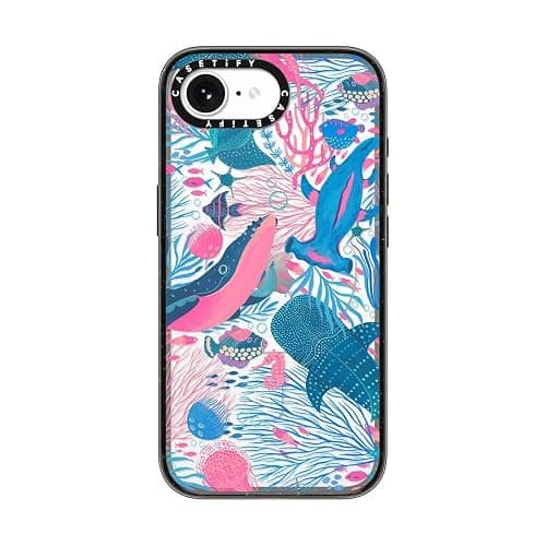 CASETiFY Impact Case for iPhone 16e [4X Military Grade Drop Tested / 8.2ft Drop Protection/Compatible with Magsafe] - Under The Sea - Clear Black - Image 1