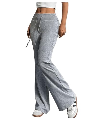 SHENHE Women's Drawstring Waist Bell Bottom Flare Leg Sweatpants Sports Causal Pants thumbnail 3