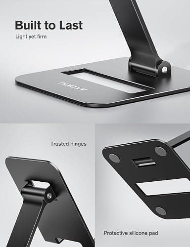 Nulaxy 2 Pack Dual Folding Cell Phone Stand, Fully Adjustable Phone Holder for Desk, Compatible with iPhone 17 16 15 14 13 12 11, Nintendo Switch, All Phones, Black & Rose Gold thumbnail 4