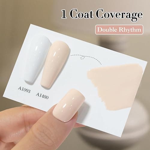 Double Rhythm 15ML Gel Polish Pure Sheer Same Color Same Bottle Soak Off Gel Polish Art Manicure Salon DIY at Home for Women (Cream White-A1480) thumbnail 4