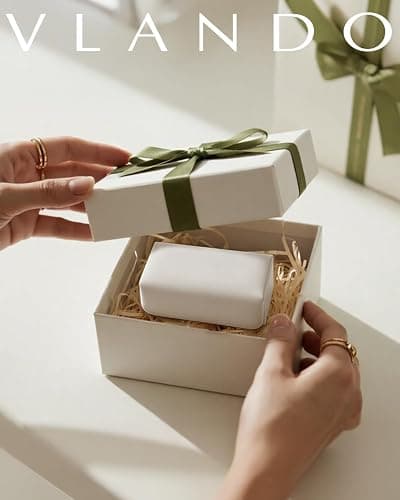 Vlando Small Jewelry Box, Mini Jewelry case for Rings Necklace Earrings, Portable Jewelry Storage Organizer with Magnetic Switch,Birthday,Christmas Gift for her - Cream White thumbnail 8
