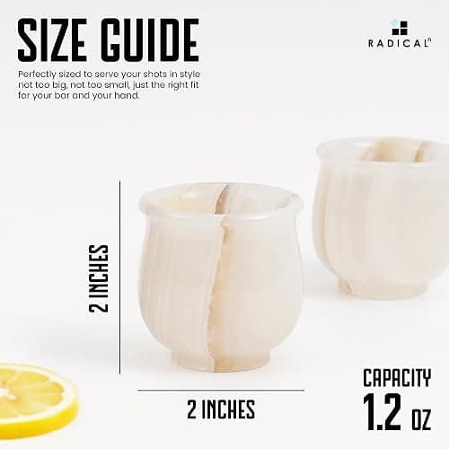 Radicaln Marble Shot Glasses 2" Inches White Onyx handmade Drinking Glasses Set of 2 For Bar accessories, Ideal Vodka, Whiskey and Tequila Glass For Home Bar thumbnail 3