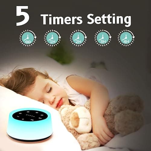 ColorsNoise Sound Machine and White Noise Machine with 30 Soothing Sounds 12 Colors for Kids Adult Baby Night Light with Memory Function for Home Office (Black) thumbnail 5