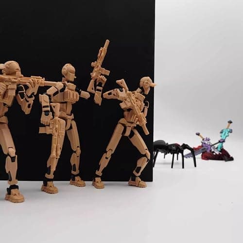 5PC Dummy 13 Titan T13 Action Figure Set 3D Printed Poseable Lucky Military Soldier 7in Movable Army Squad with Plastic Blaster Rifle Scout Drone Blaster Knife Accessories Assembly Complete Model thumbnail 2