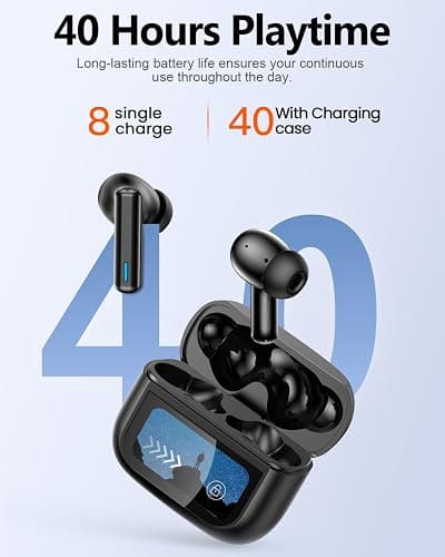 ZIUTY Wireless Earbuds Bluetooth Headphones, ANC/ENC Noise Cancelling, Ear Buds with Multifuntional Touch Screen, 40H Stereo Sound for Sports, IPX7 Clear Calls, 5 EQ for iOS Android (Jet Black) thumbnail 7
