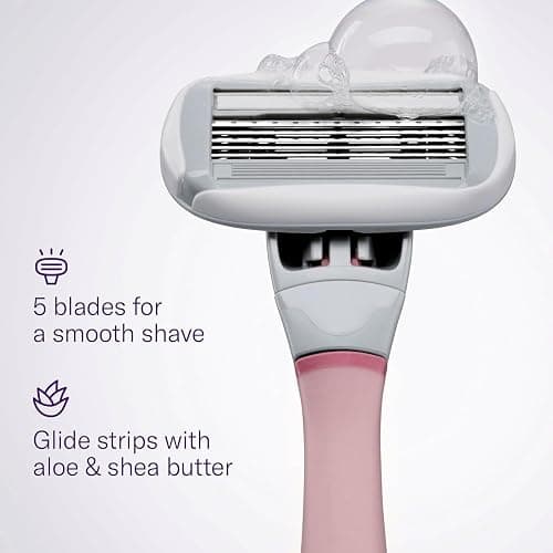 Flamingo Shaving Razor Set for Women - Original Razor Handle, 4 Blade Refills, and Shower Holder - Rose thumbnail 5