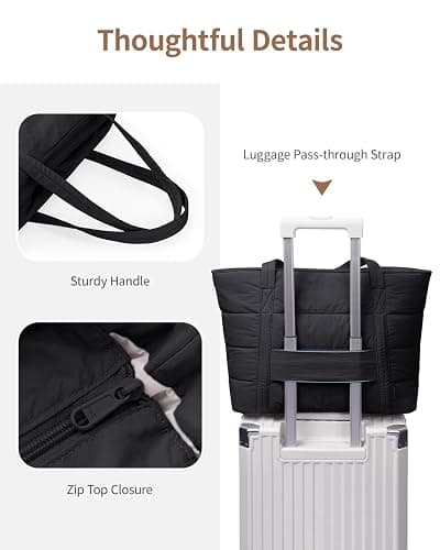 Narwey Tote Bags for Women, Puffer Work Tote Bag Women for Travel, Gym, Beach, Nurse with Cup Holder & Laptop Compartment thumbnail 7