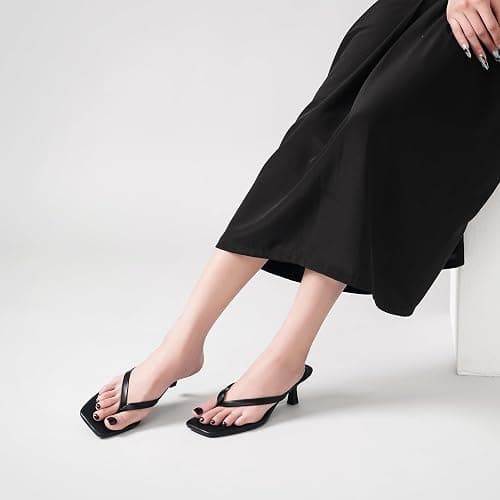 LULLASONG Women's Kitten Heels Sandals Square Open Toe Flip Flop Heels 1.8-2 Inch Heeled Sandals for Women thumbnail 6