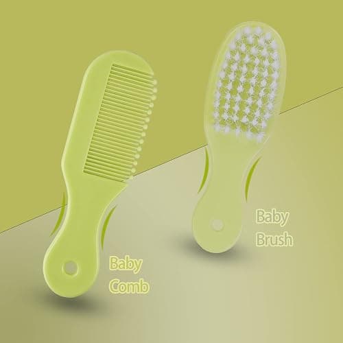 ZELINYE Baby Grooming Kit, 8 in 1 Baby Hair Brush/Nail Clipper/Nose Cleaner/Finger Toothbrush/Nail Scissors/Manicure Kit for Baby Care Keep Healthy and Clean(Yellow) - Yellow thumbnail 4