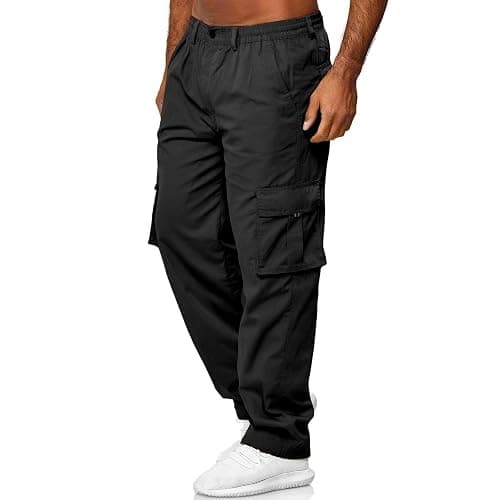 THWEI Mens Cargo Pants Casual Cotton Jogger Multi Pockets Outdoor Hiking Work Sweatpants thumbnail 5