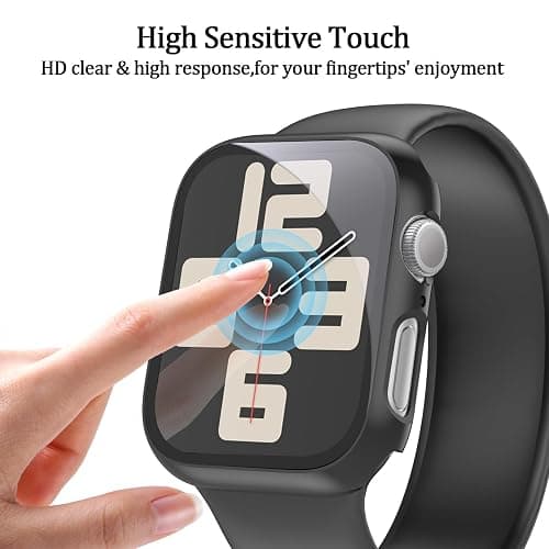 DNNBAO 6-Pack Case for Apple Watch SE 3/2nd Gen Series 6/5/4/SE 40mm with Tempered Glass Screen Protector, Ultra-Thin Full Shockproof Protective Bumper Cover for iWatch 40 mm thumbnail 3