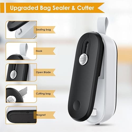 FEPPO Mini Bag Sealer, 2 in 1 Heat Sealer with Cutter, Portable Resealer Machine for Chip, Plastic Bags Food Storage Snacks (Batteries Included) thumbnail 3