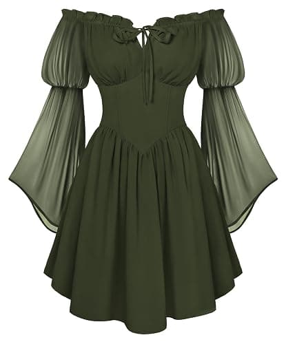 Scarlet Darkness Women's Renaissance Fairy Dress 2026 Summer Boho Off The Shoulder Flowy Corset Mini Dresses - Image 1