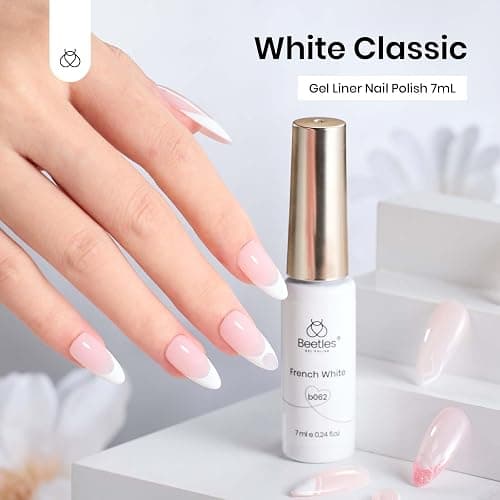 beetles Gel Polish Swirl Nail Art White Gel Liner Nail Polish 1 pcs 7ml Classic White Color Nails Art Paint for Thin French Tip Line Soak off Uv Lamp Manicure Salon thumbnail 5