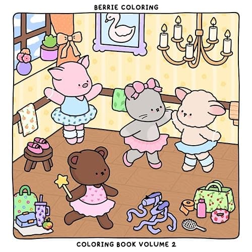 Berrie Coloring Volume 2: Cute and Cozy Coloring Book for Adults & Kids Featuring Easy to Color Animal Illustrations and Adorable Scenes - Image 1