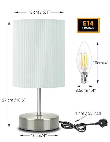 HSLighting Bedside Lamps, Touch Control Table Lamp 3-Way Dimmable Small Lamp with 3D Pleats Fabric Shade LED Minimalist Nightstand Warm White for Christmas Xmas Bedroom Living Room Gift Decor thumbnail 8