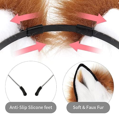 HAOAN Handmade Cat Fox Fur Ears Hairhoop Headwear Anime Party Halloween Costume Headband Hairband thumbnail 3