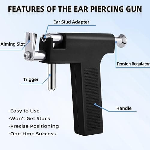 Self Ear Piercing Gun Kit with 18 Pairs of CZ Ear Stud Piercing Tools with Multi-Purpose Ear Gun for Salon and Home Use thumbnail 4
