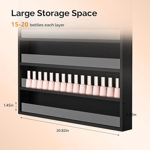 Bonnlo 6 Tiers Nail Polish Organiser Wall Mounted, 22inch nail varnish storage, Acrylic Display Shelves Stand Holder, Black thumbnail 5