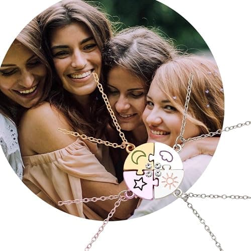 Best Friend Friendship Necklaces for 3 Sisters Birthday Gifts for Big Middle Little Sister Puzzle Necklace for 3 4 Friends thumbnail 7